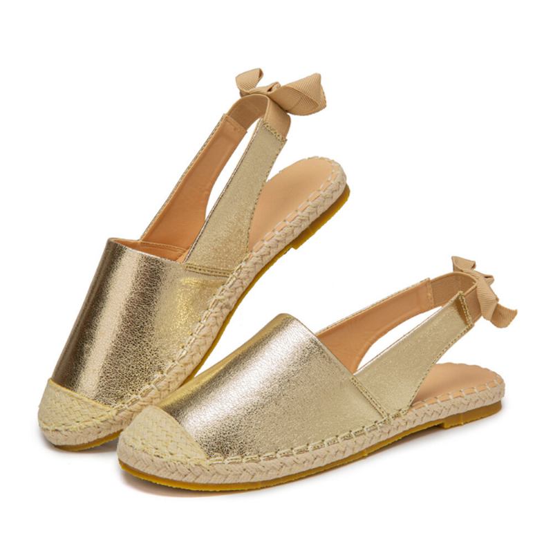 Kvinder Casual Lukket Tå Metallic Komfortable Espadrilles Flade Sandaler