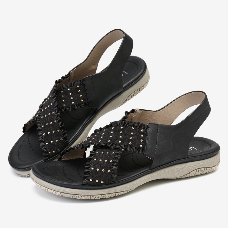 Kvinder Flæsede Cross Elastik Bånd Comfy Sandaler