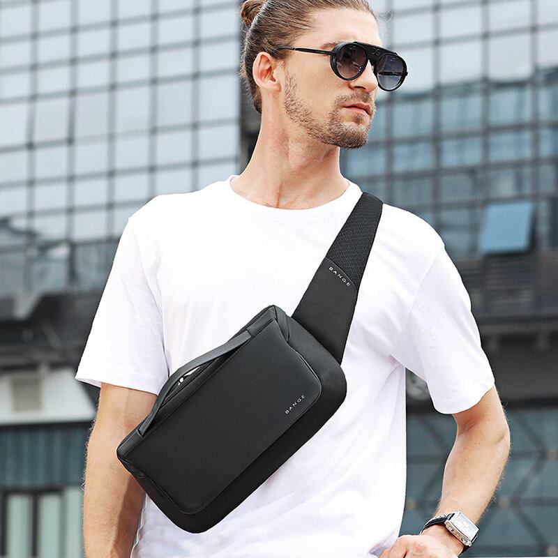 Mænd Multi-carry Sport Casual Business Ensfarvet Skuldertaske Brysttaske