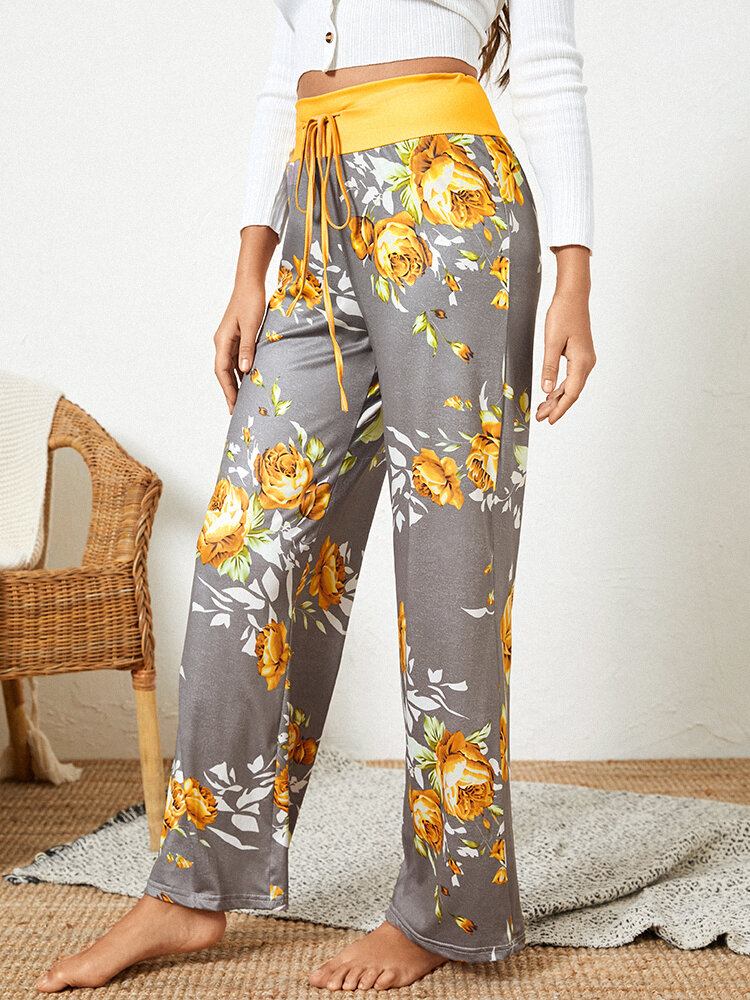 killing sneen Charlotte Bronte Kvinder Plus Size Blomster Print Snøre Talje Løs Hjem Casual Pyjamas Bukser  | bedstefarve.com