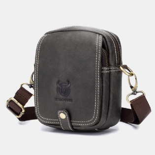 Mænd Læder Multi-layers Crossbody Taske Skuldertaske | bedstefarve.com