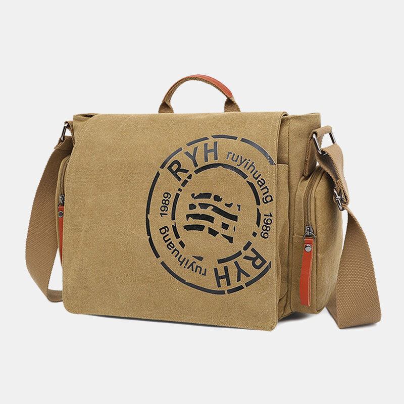 Mænd Canvas Multi-rums Afslappet Skuldertaske Med Flere Lommer Messenger Taske Crossbody Tasker Håndtaske