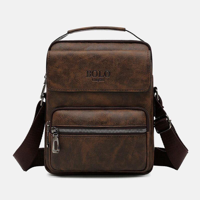 Pu Læder Multi-lomme Anti-tyveri Taske Crossbody Tasker Skuldertaske Briefcase | bedstefarve.com