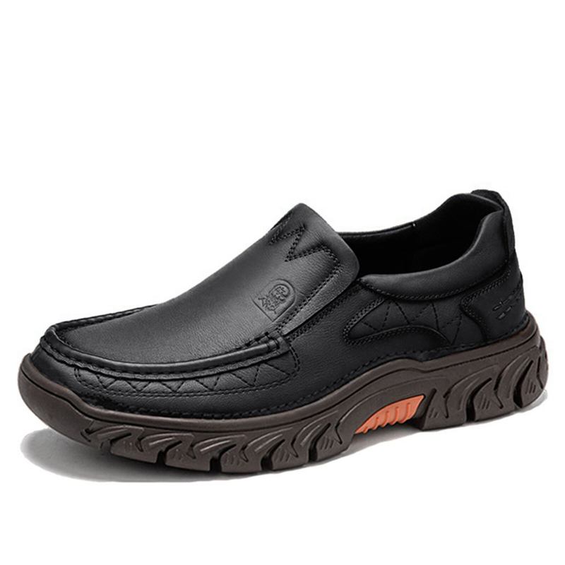 Mænd Ægte Læder Håndsyet Udendørs Afslappet Skridsikker Polstring Loafers Flats