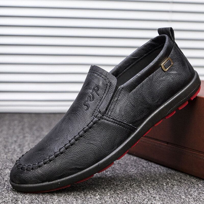 Mænd Mikrofiber Læder Åndbar Blød Sål Slip On Comfy Business Casual Sko