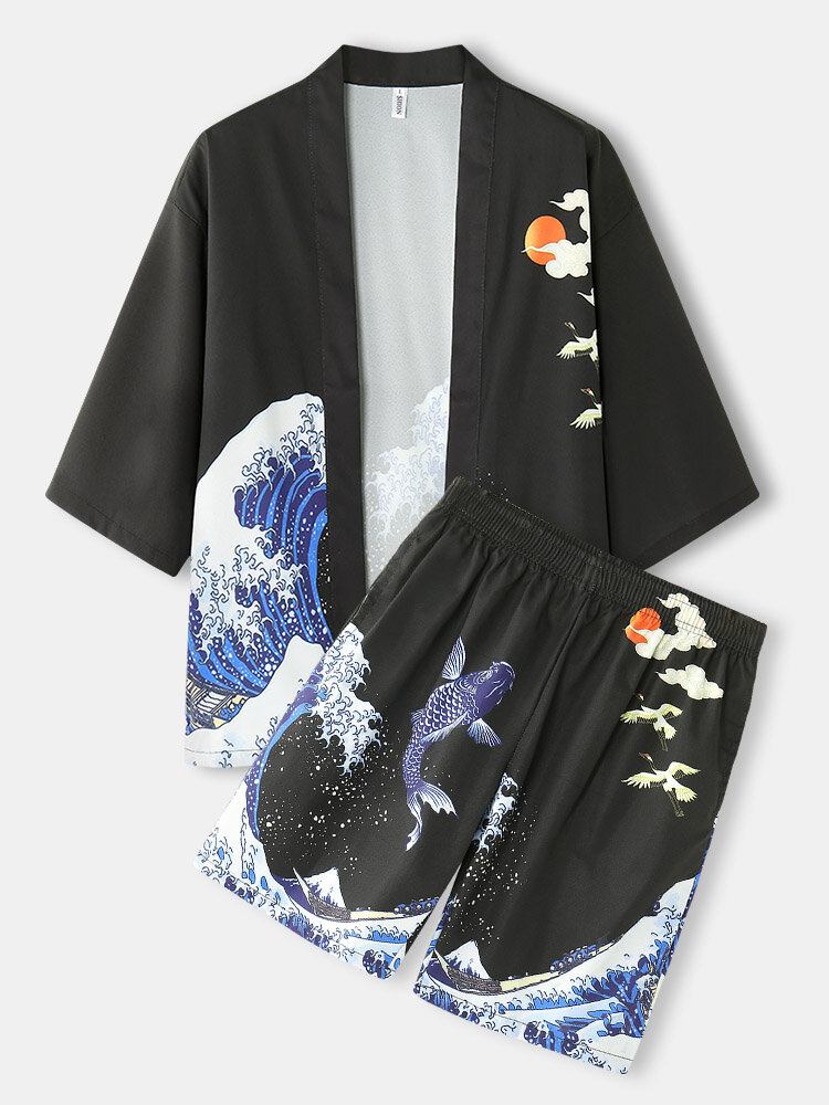 Van Pine Catena Herre Kimono Waves Kasketmønster Japansk Elastisk Talje I To Dele |  bedstefarve.com