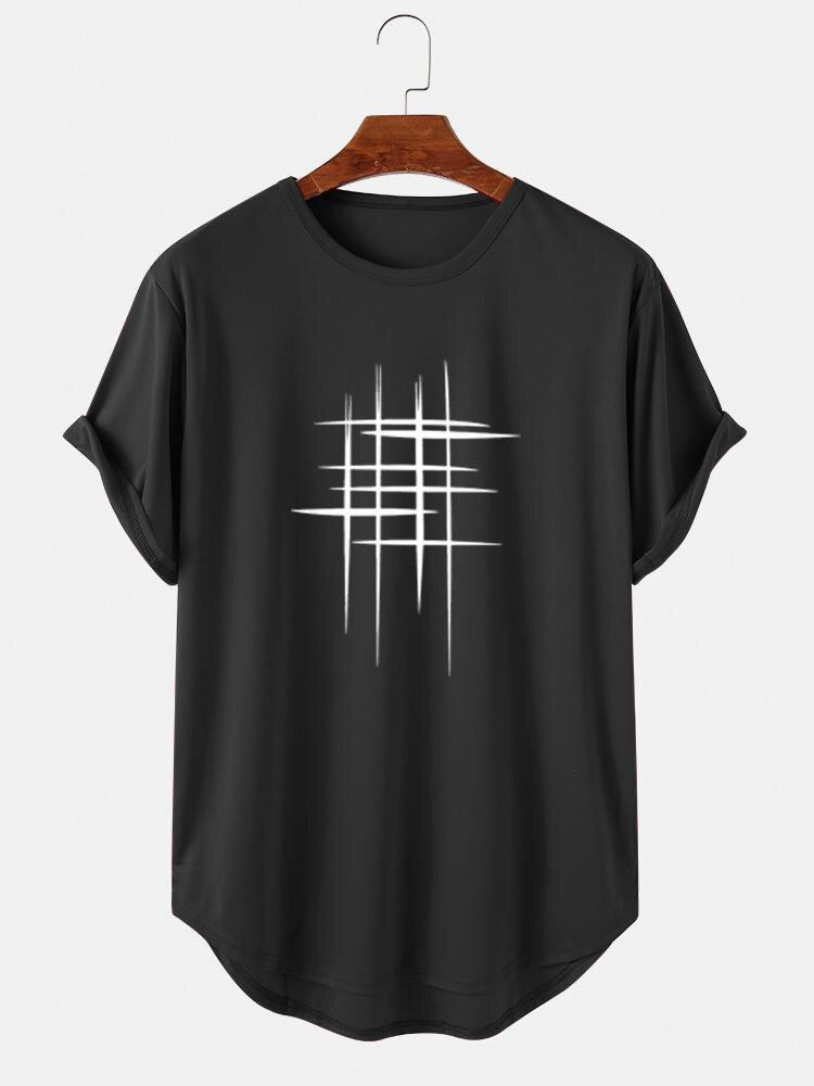 Skylight Mount Bank Fonetik Herre Sports Line Grafiske T-shirts Med Høj Lav Buet Kant | bedstefarve.com