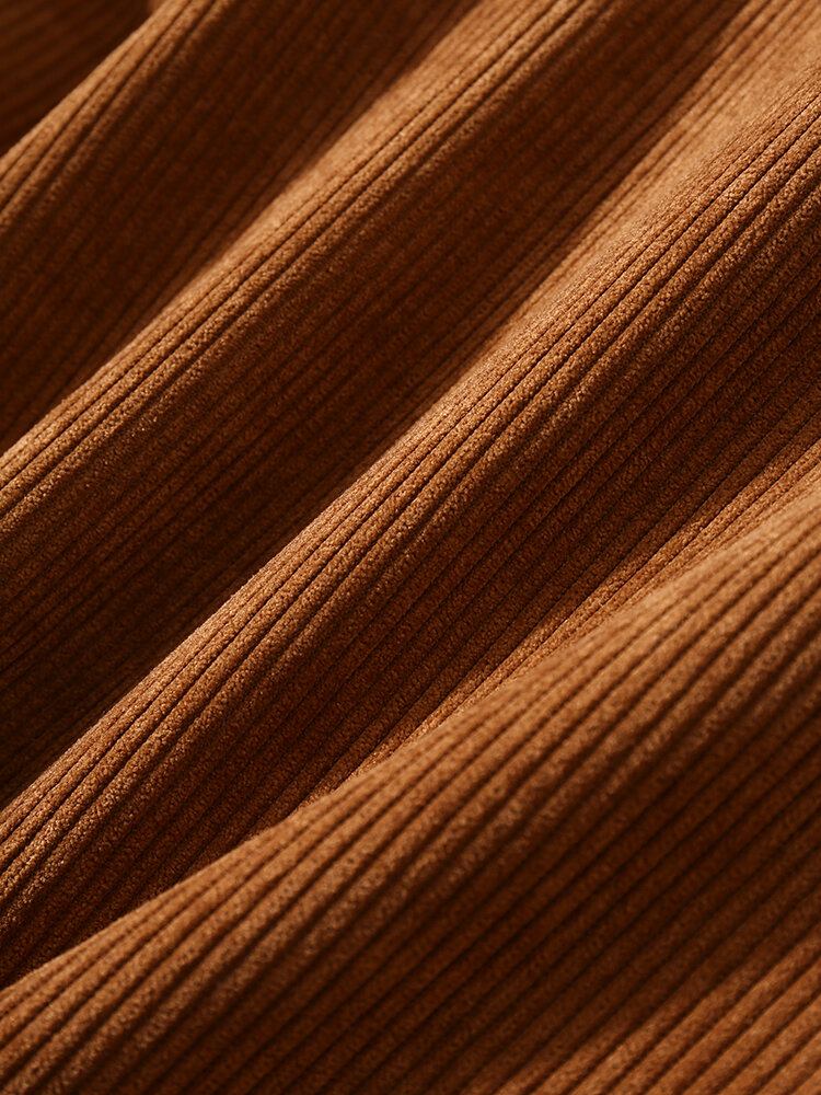 Mænd Vintage Corduroy Etnisk Patchwork Pocket Langærmede Skjorter